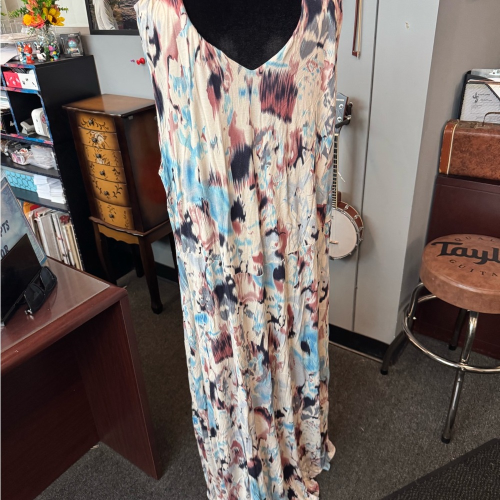Ashro Cream and Brown Maxi Dress XXXL - Picture 4 of 5